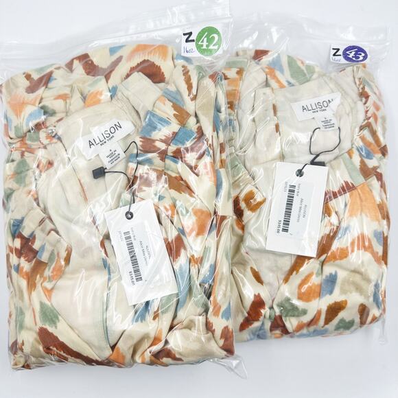 Allison Alice Puff Sleeve V Neck Mini Dress Ivory Ikat Cotton Lined XS 2 NEW - Picture 6 of 6